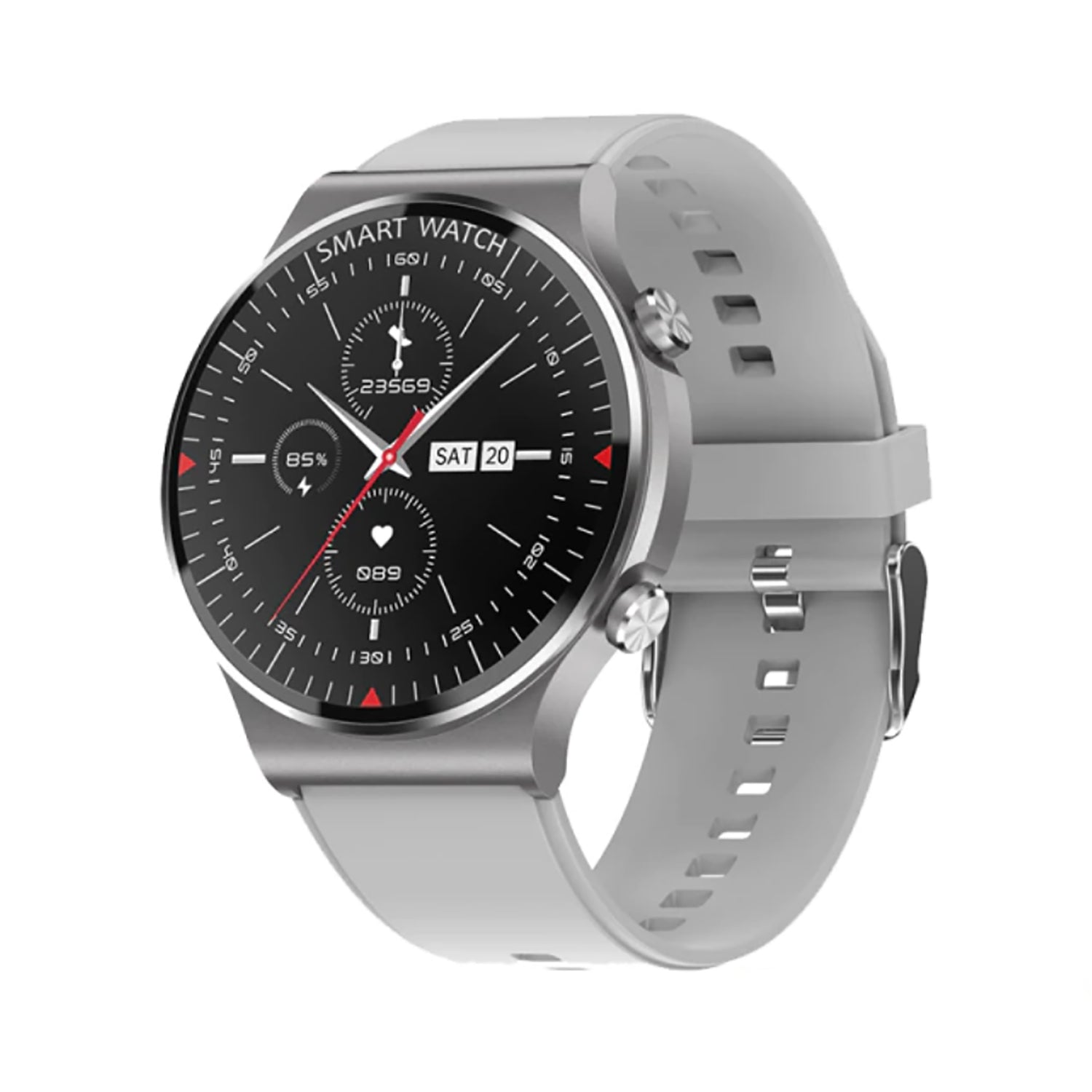 TPFNet Smart Watch / Fitness Tracker IP67 für Damen & Herren - Silikon Armband - Android & IOS - Schwarz & Silber - Grau