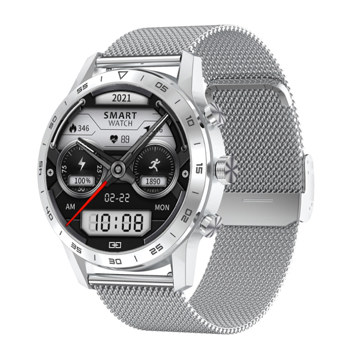 TPFNet Smart Watch / Fitness Tracker IP67 - Milanaise Armband - Android & IOS - verschiedene Farben - Silber