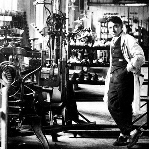 Adi Dassler in his shoe factory