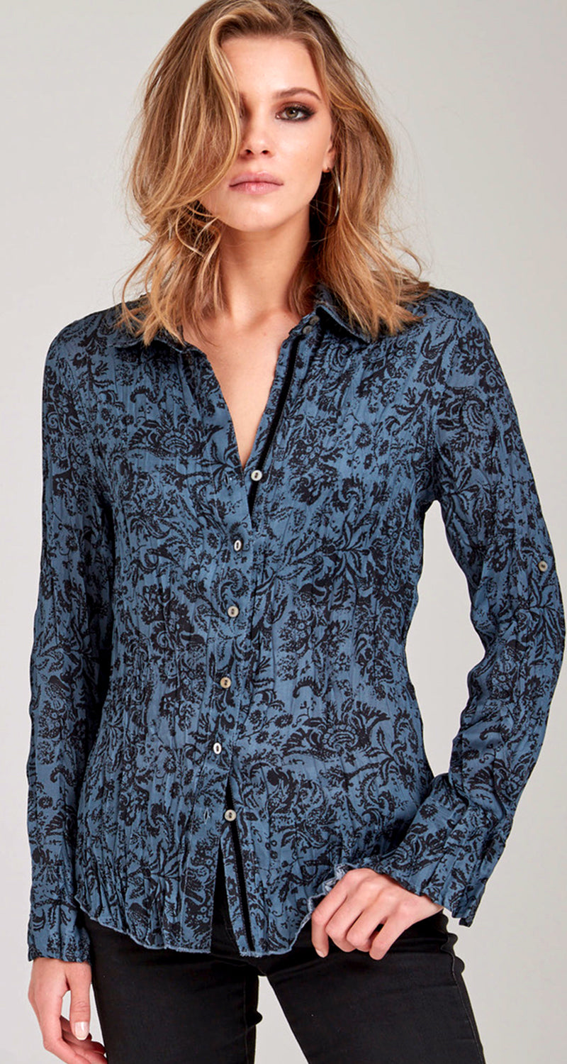 DAMASK LT PETROL BUTTON DOWN SHIRT