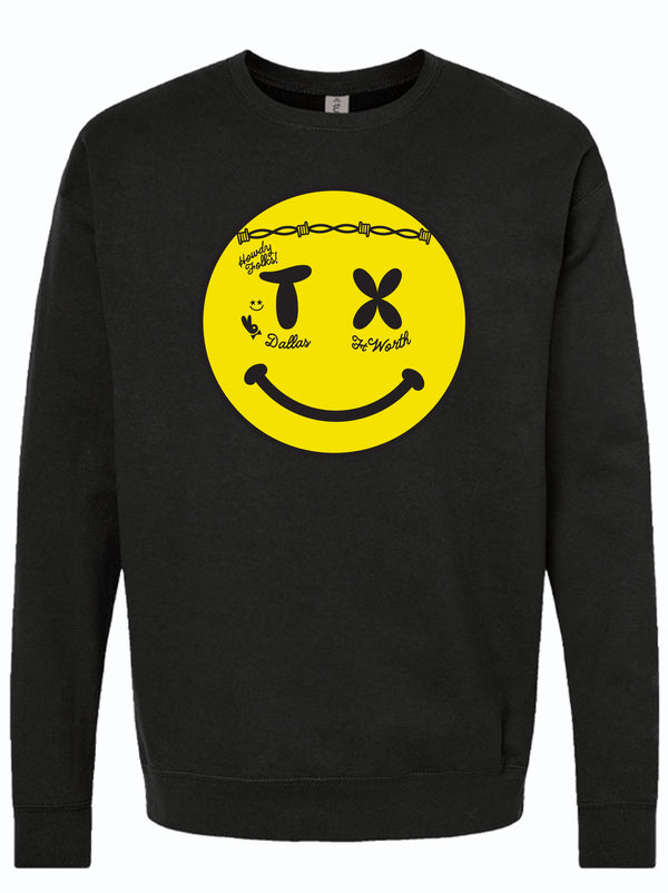 Smiley Face Crew Neck Sweater | Bullzerk