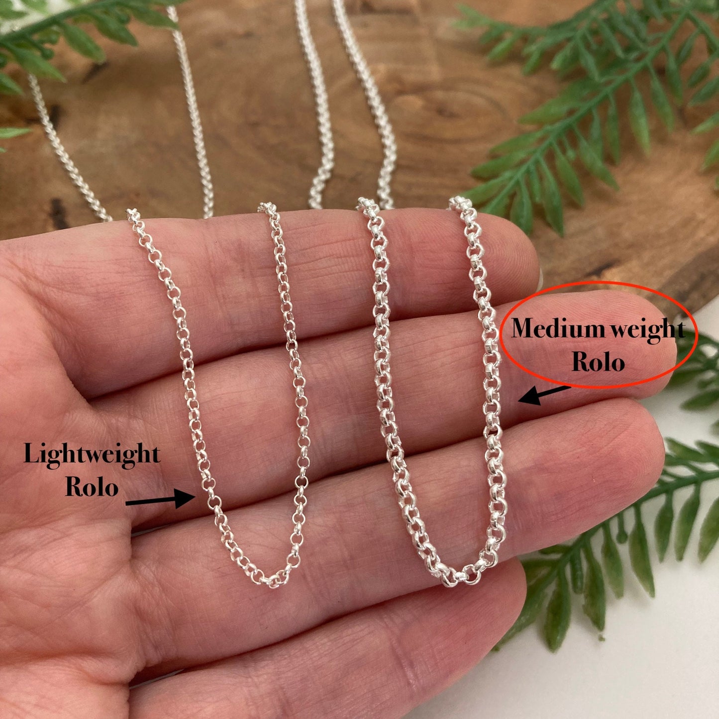 Medium Weight Sterling Silver Rolo Chain