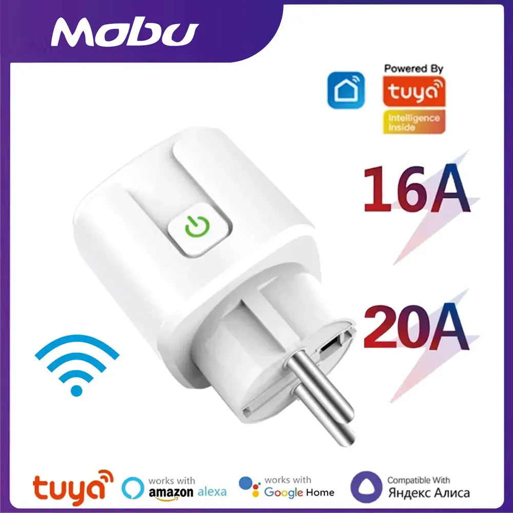 Smart Socket EU 16A/20A AC100-240V Wifi Smart Plug Power Outlet Alexa Google Home Voice Control Tuya Smart Life APP