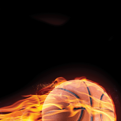 basketball on fire drawing