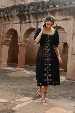 mirth smocked black summer dress in india