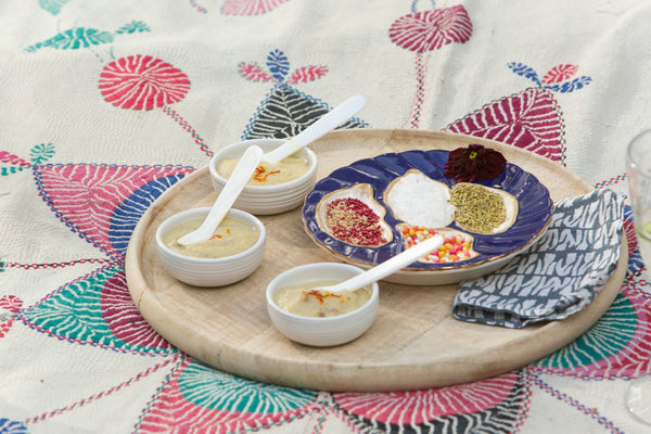 mukhwas and kantha quilt - mirth modern indian caftan picnic