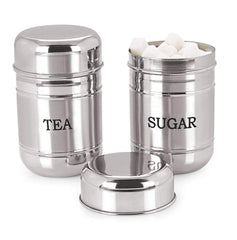 Kuber Industries 2 Pieces Stainless Steel Tea, Sugar Container Set, 500 Ml (Silver) -CTKTC038135