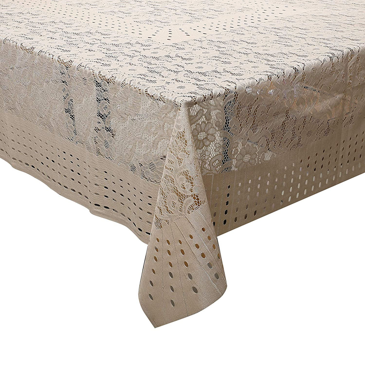 Kuber Industries Cotton Floral Design Shining Cotton 6 Seater Dining Table Cover 60x90 Inches (Gold)-CTKTC32471,Rectangular,1 Piece