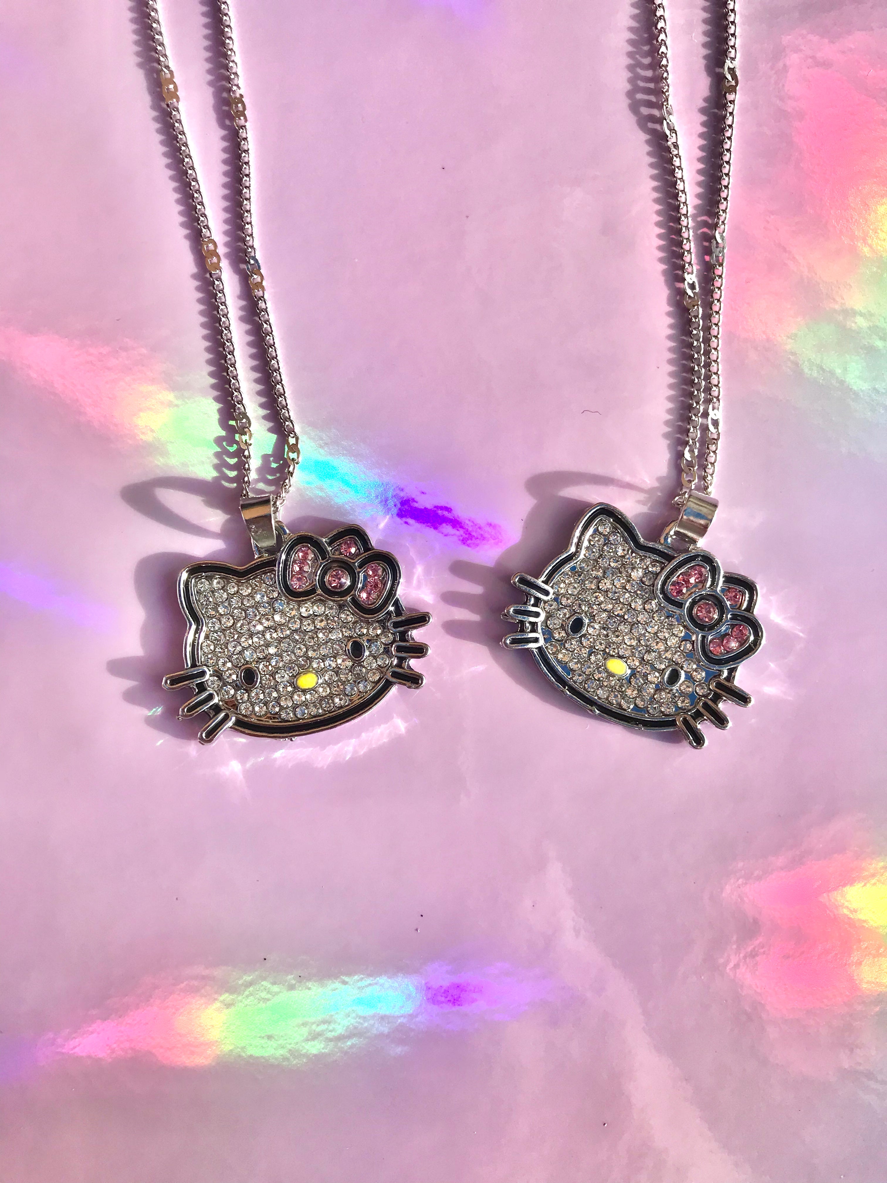 Vintage Hello Kitty Necklace, Rhinestone Heart Kitty Necklace - Etsy Denmark