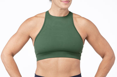 Blue Elvin Sports Bra with collarbone protection