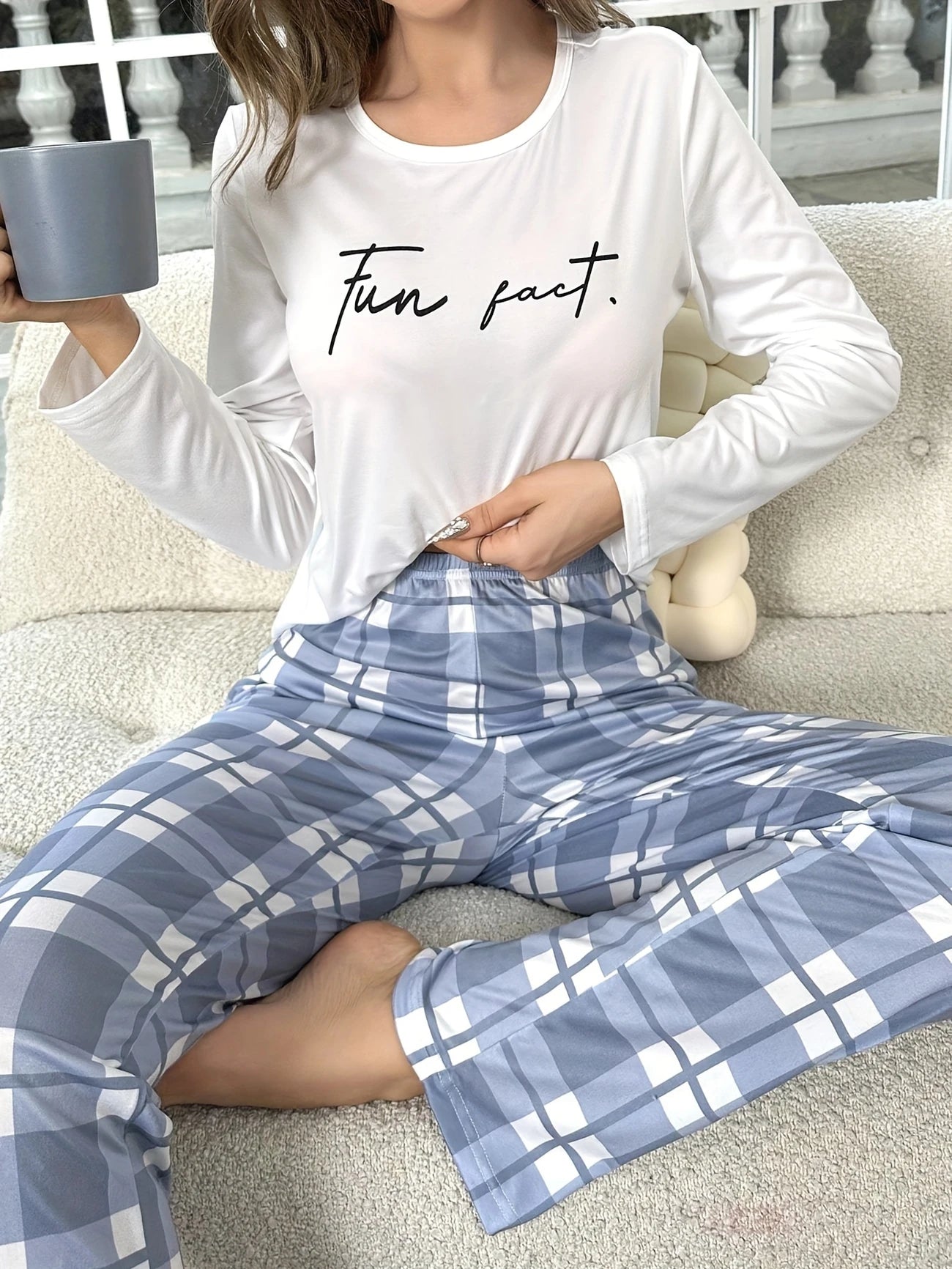 [Leve 2 Pague 1] Pijama Feminino Noite Serena (Toque quente e suave) + BRINDE: 1 Pantufa Nuvem Antiaderente 13