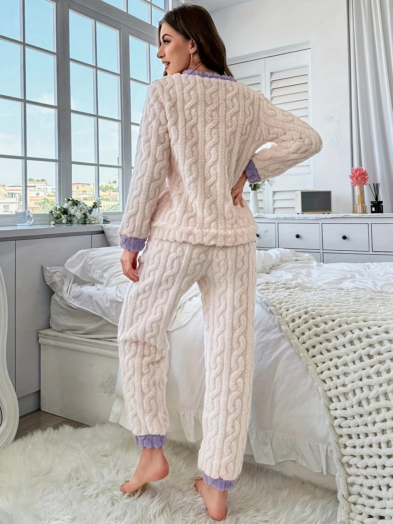 [Leve 2 Pague 1] Pijama Feminino Neve Macia (Conforto térmico e delicadeza) + BRINDE: 1 Pantufa Nuvem Antiaderente 11