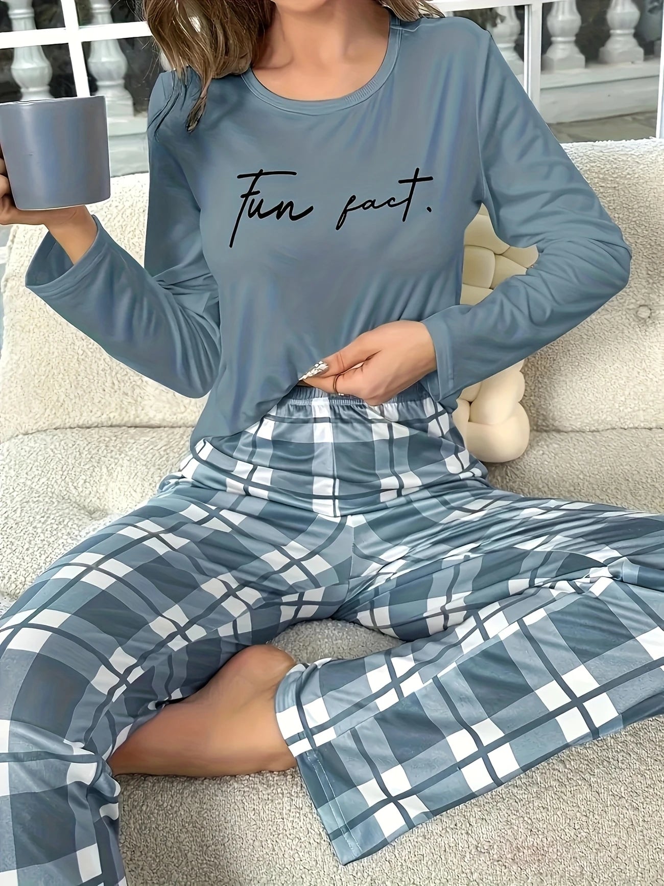 [Leve 2 Pague 1] Pijama Feminino Noite Serena (Toque quente e suave) + BRINDE: 1 Pantufa Nuvem Antiaderente 15