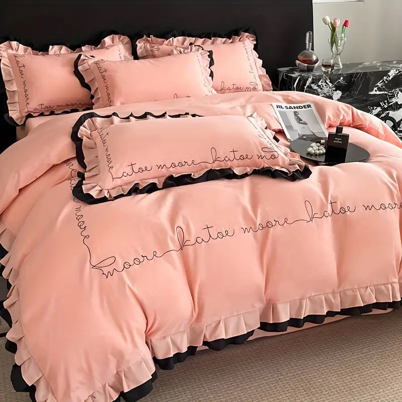 [Leve 2 Pague 1] Roupa de Cama Europeu em Tecido Nobre (Um Toque de Paraíso para suas Noites!) +3 BRINDES: 2 Capas de Travesseiro e Edredom 4