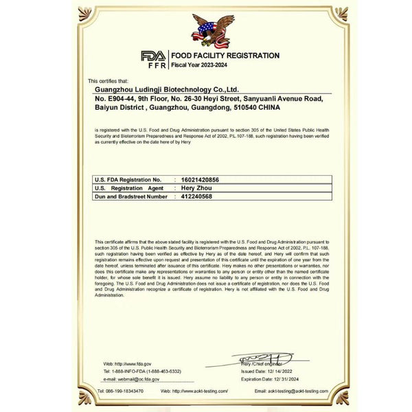 FDA Food Registration Certificate