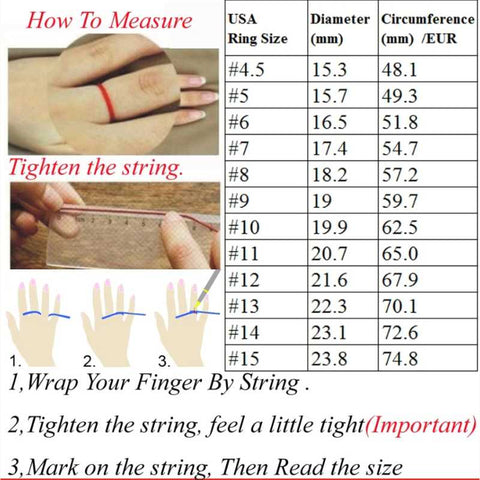 Size chart for Tungsten rings at A.A.Y FASHION