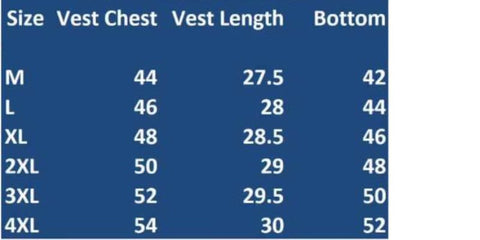 size chart for Faux Leather Lambswool Vest Bodywarmer - A.A.Y FASHION