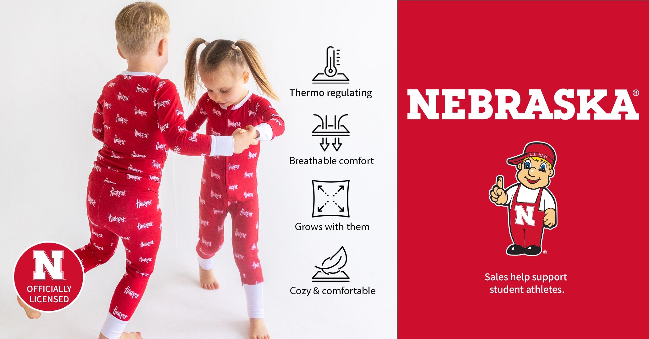 Tailgate Tikes Nebraska Cornhuskers Bamboo Pajamas Collection