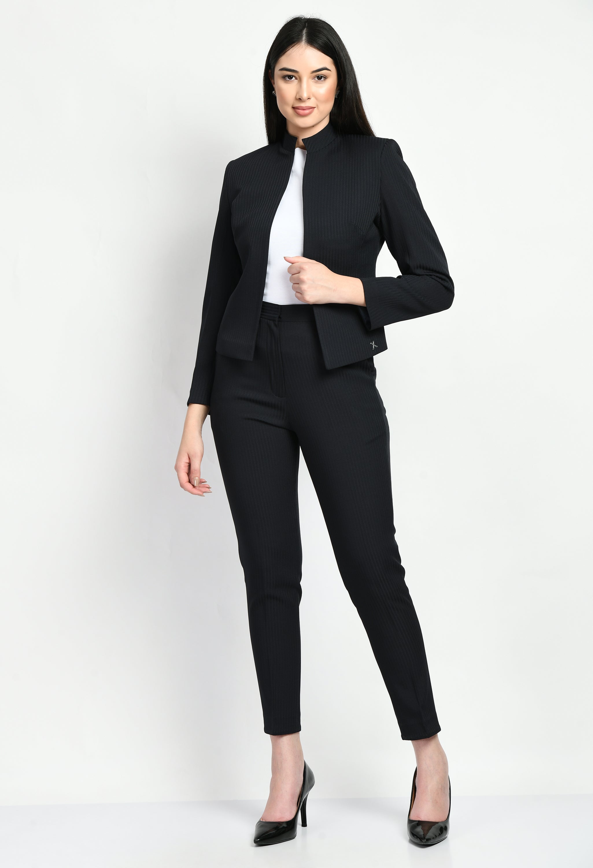 TeresaCollections - Waist Belted Blazer and High Waist Pants Suit Set