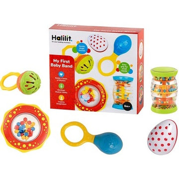 Hape, Stay-Put Rattle Set, 1 Each of 3 Designs, 3 inches Each, Mardel