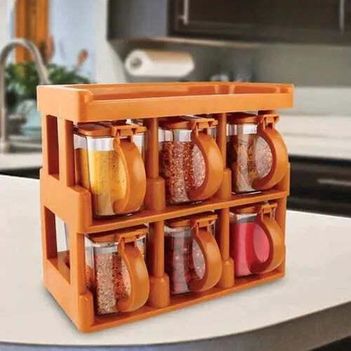 360° Rotating Spice Rack Kitchen Organizer with 18 Jars Seasoning Storage  Set US