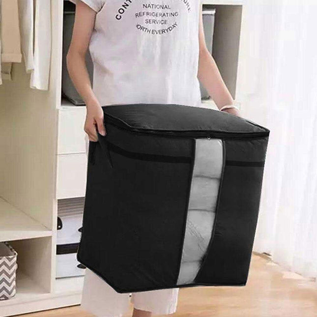 Charcoal PVC Clothes Storage Organizer Black  Heavy Duty Large Storage Bags,  Folding Cloth Storage Clothing Bags – THELOOTSALE