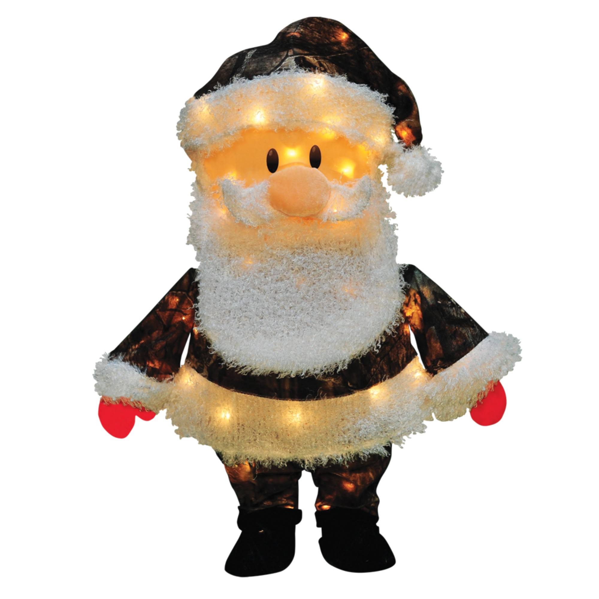 24 Pre-Lit Candy Lane Santa Claus in Camo Christmas Yard Art Decoration - Clear Lights