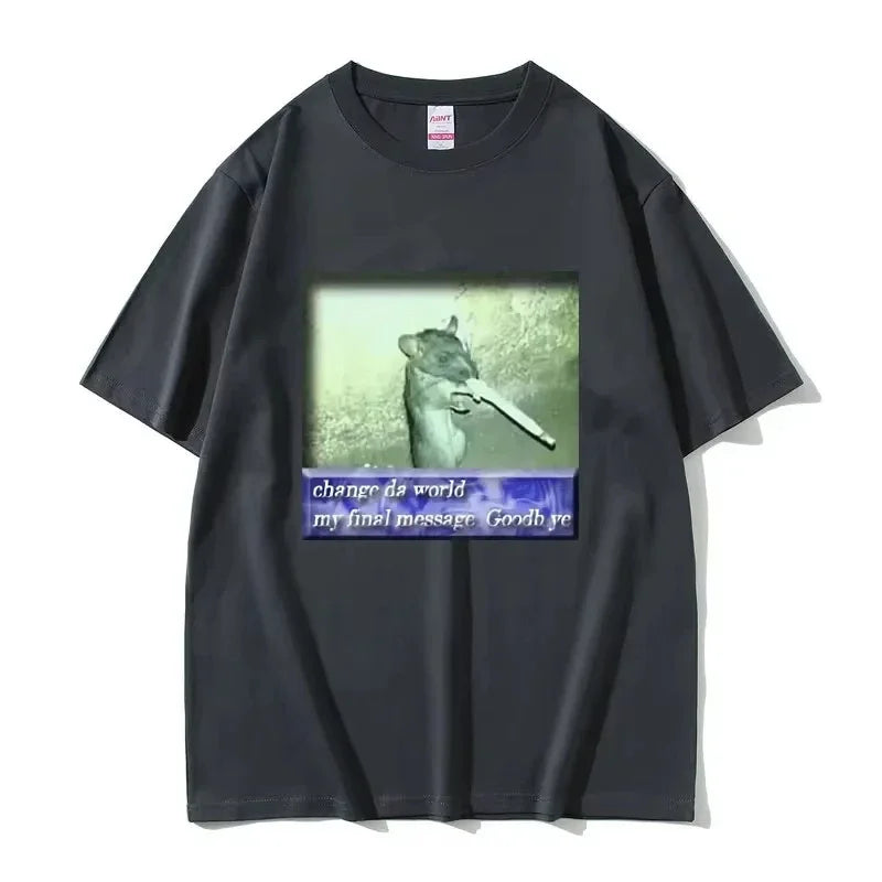Change Da World My Final Message Goodb Ye T-shirt Fun Mouse Meme Pattern T-shirt Women's Fashion Short Sleeve T-shirt - Imagen 2