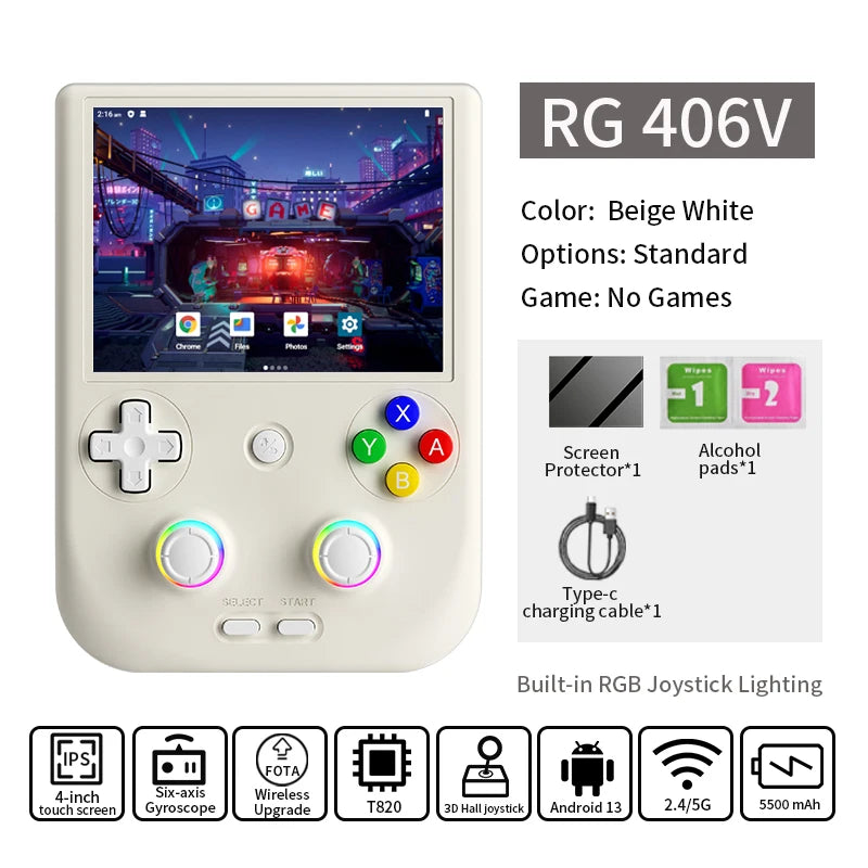 ANBERNIC RG 406V Handheld Game Console 4" IPS Multi-touch Screen Android13 RG406V Retro Video Games Support 1080p DP FOTA Update - Imagen 9