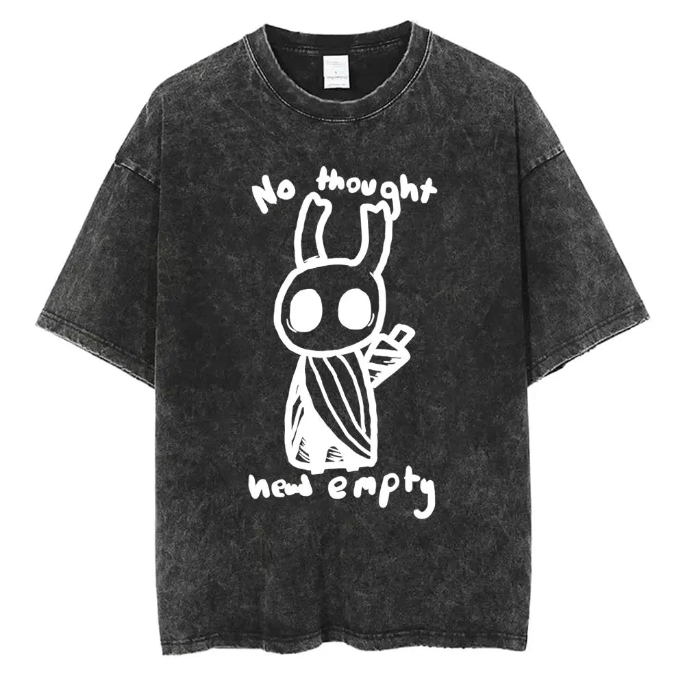Washed Vintage Game Hollow Knight Graphic T-shirt Men Fashion Casual Oversized T-shirts Unisex 100% Cotton Short Sleeve T Shirts - Imagen 6