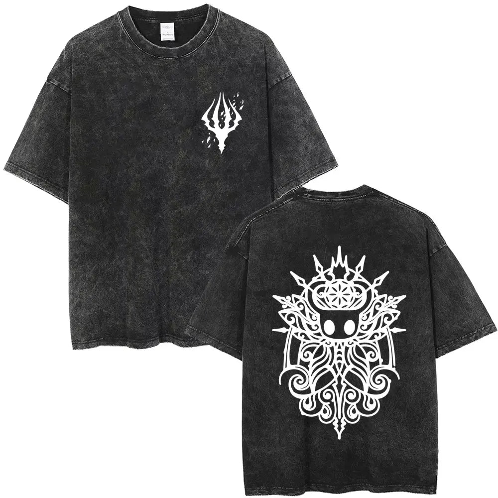 Washed Vintage Game Hollow Knight Graphic T-shirt Men Fashion Casual Oversized T-shirts Unisex 100% Cotton Short Sleeve T Shirts - Imagen 13