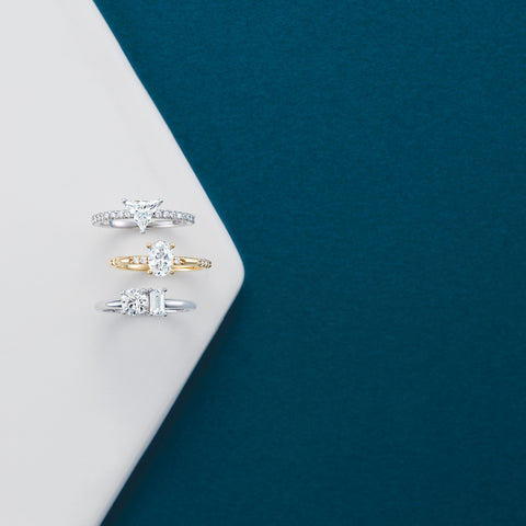 Two-Stone, Diamond Ring, Engagement, Frech-Set, Triangle, Designer Bridal, Quality, Custom