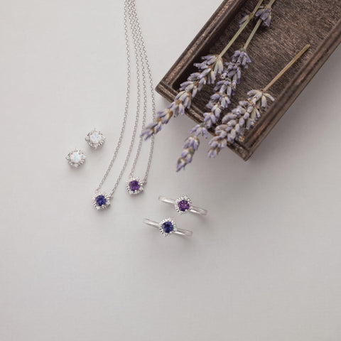 Birthstone, Gemstone Necklace, Gemstone Earrings, Valentine's Day, Mother's Day, Gemstone Ring, Purple, Opal