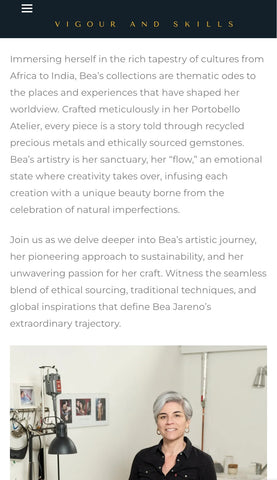 Bea Jareno Jewellery introduction to Vigour & Skills interview 2023