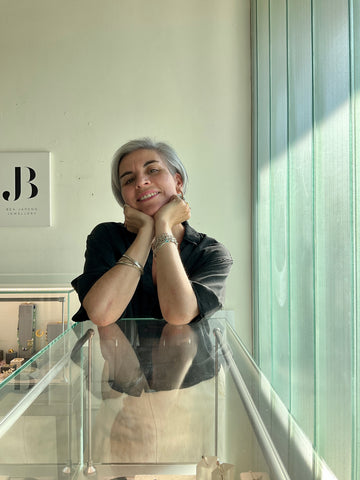 Bea Jareno, founder of Bea Jareno Jewellery at her London studio