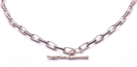 Plethora collection necklace recycled sterling silver mono casted twig clasp