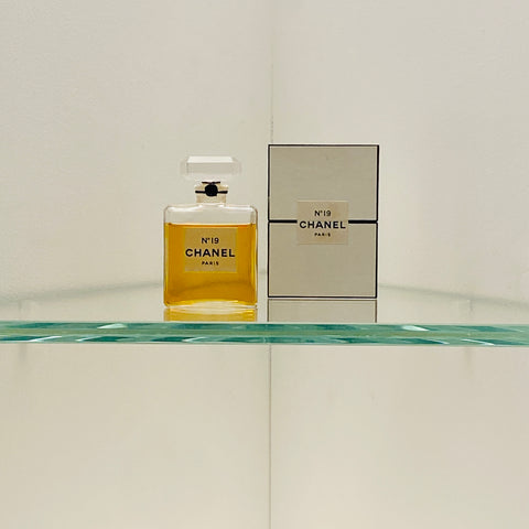 Coco Chanel perfume No.19 in the exhibition at the V&A museum London