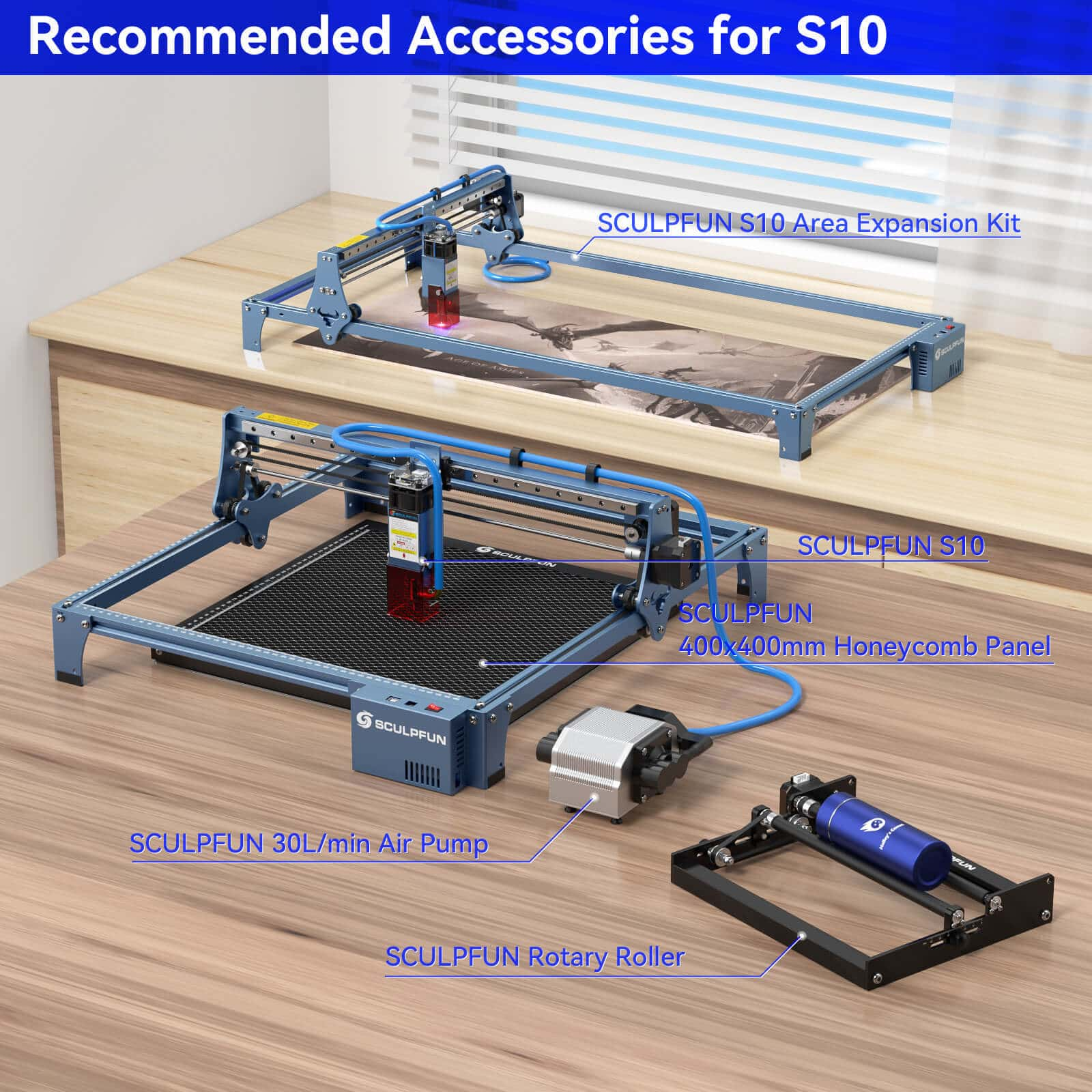 Atomstack A10 V2 Laser Engraver 3D Printer 10-12W High Speed Engraving  Cutting Machine Fixed-Focus Ultra-thin Laser 400x400mm