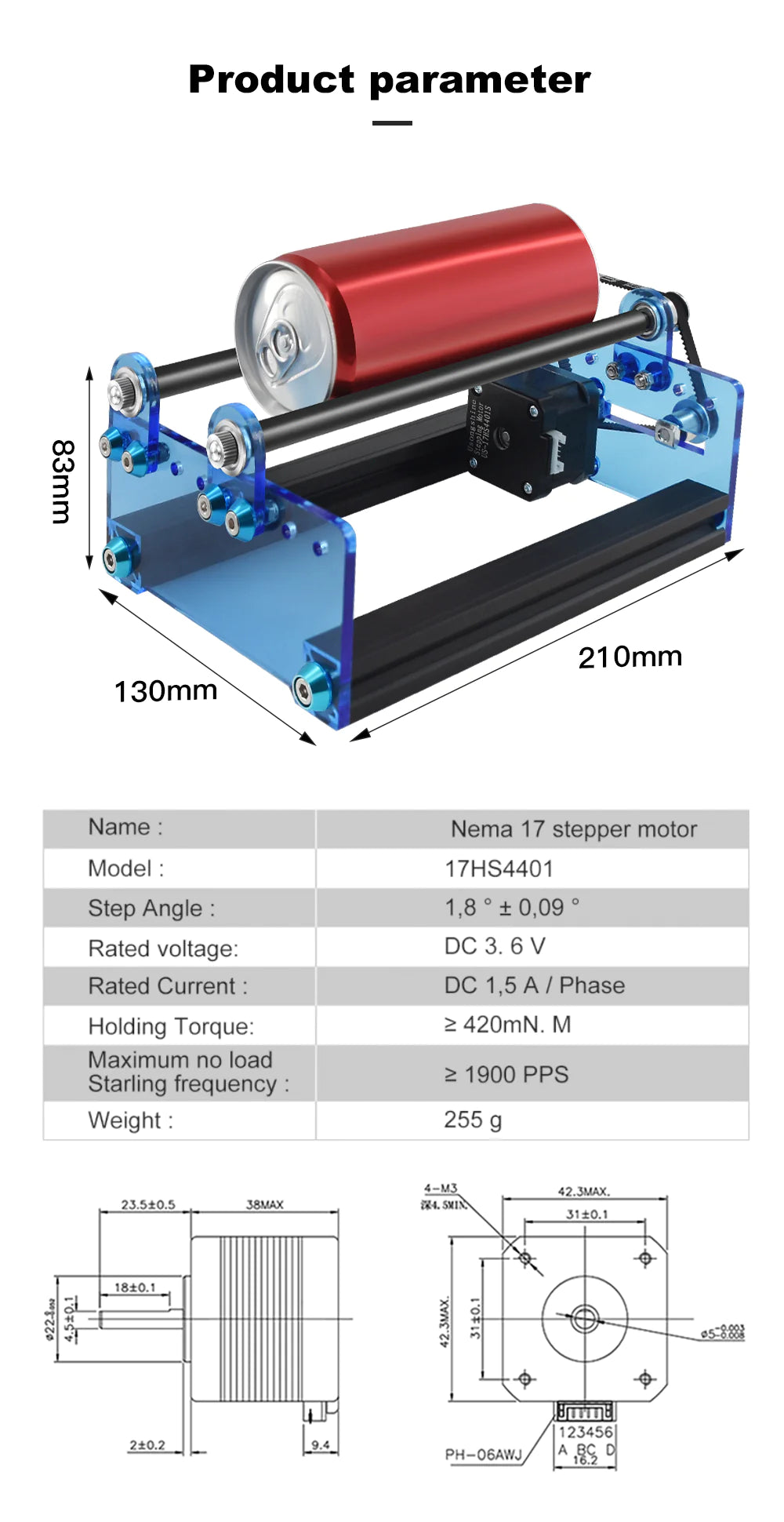ATOMSTACK R3 Pro Laser Rotary Roller, Laser Engraver Y-axis Rotary