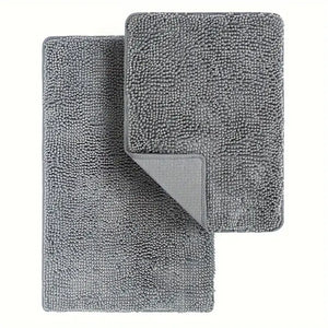 2pcs Bath Mat - Chenille Bath Rugs For Bathroom, Non-Slip Floor Mat With Rubber Backing - Karmin Direct