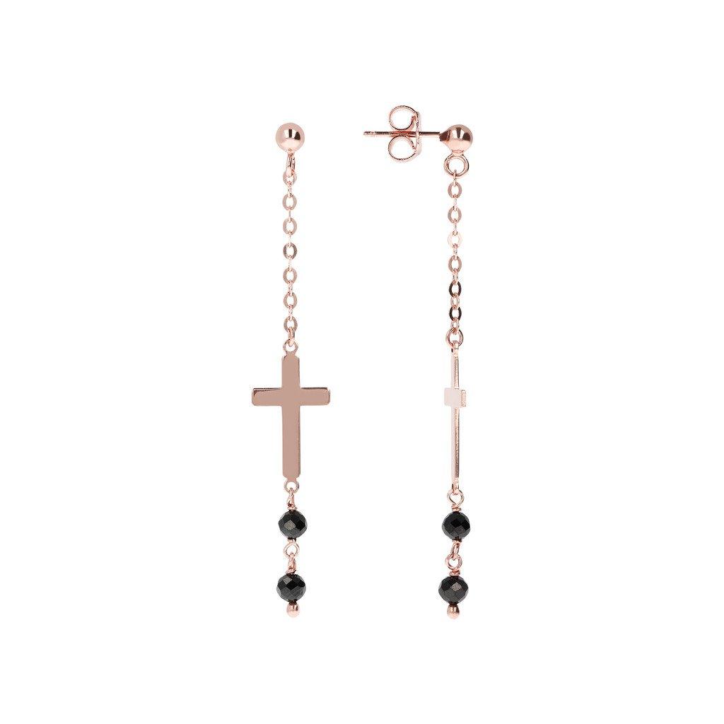 black cross dangle earrings