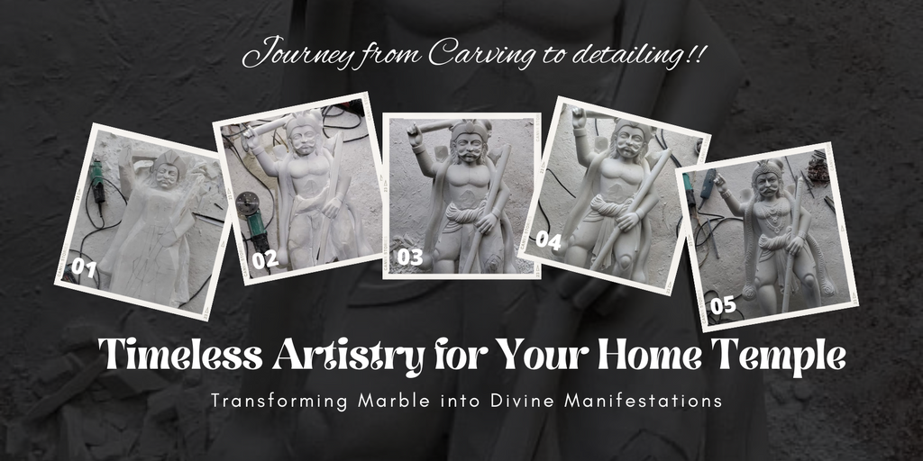 Marble sculpture craftsmanship Lord Veeran deity collection Marble statue for positive vibes