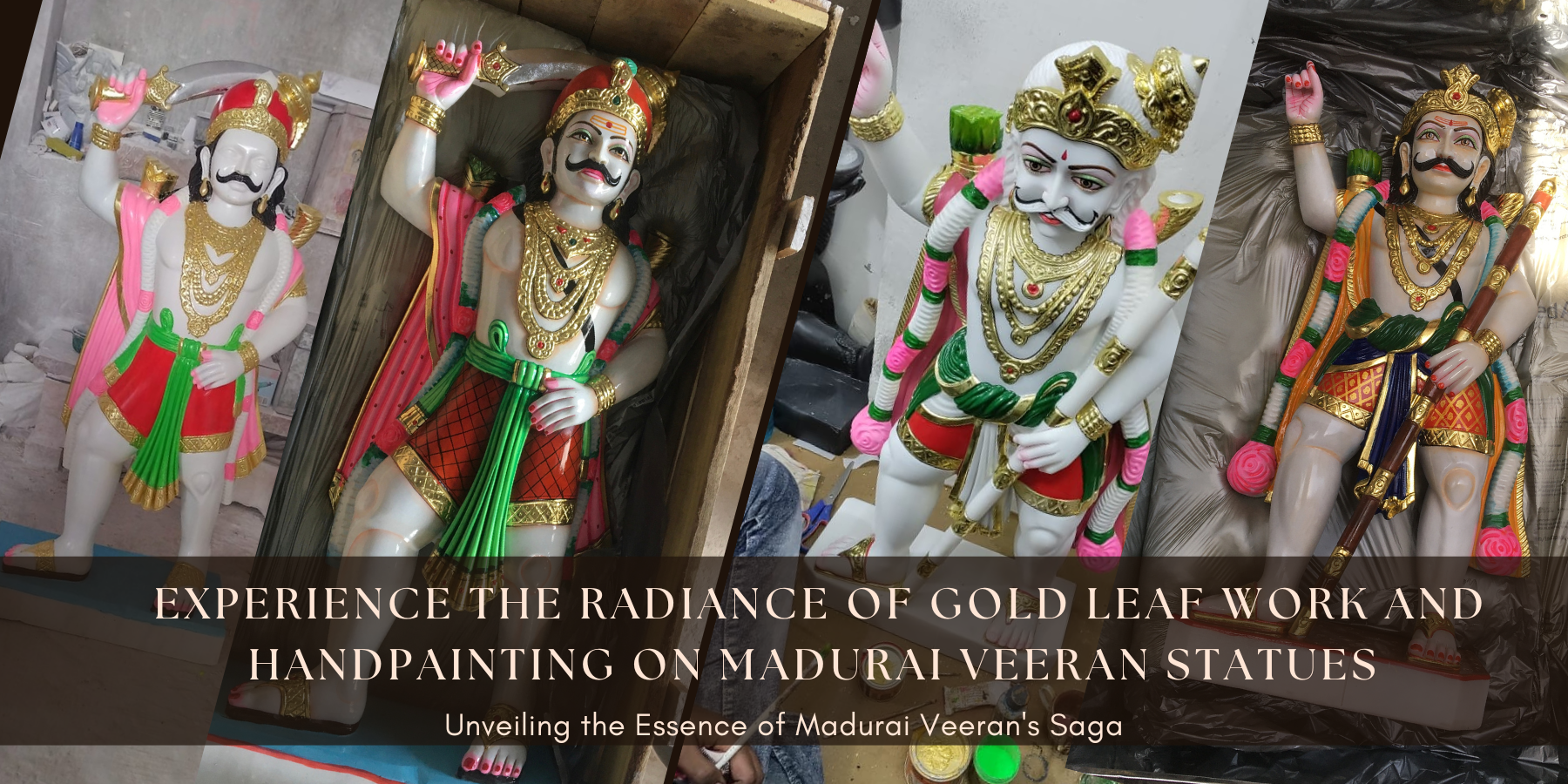 Escultura de Lord Madurai Veeran Colección de estatuas de mármol premium