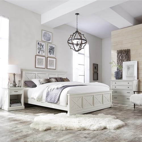 Seaside Lodge White King Bed, Night Stand, and Chest