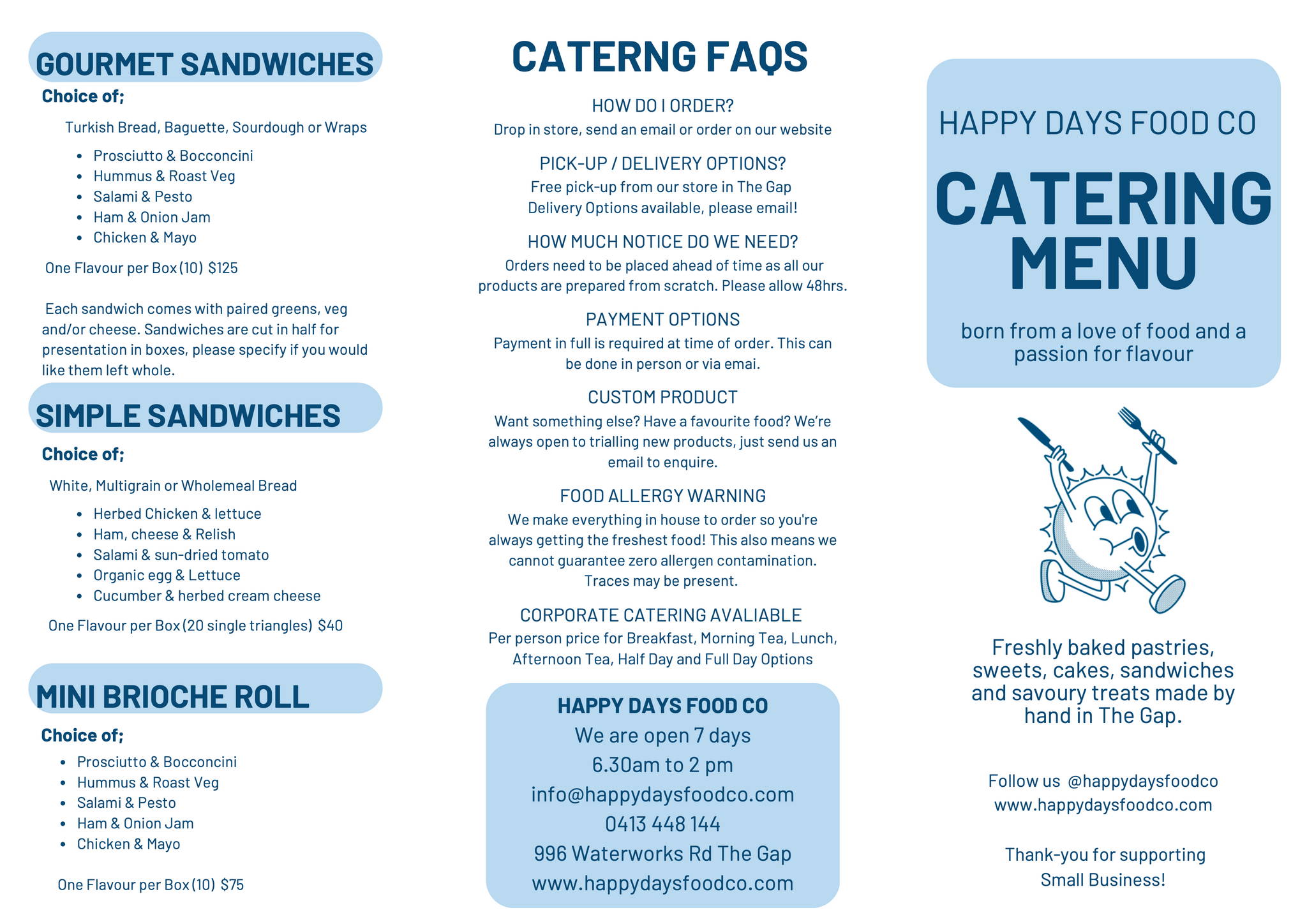 2023 Catering Menu - Page 1