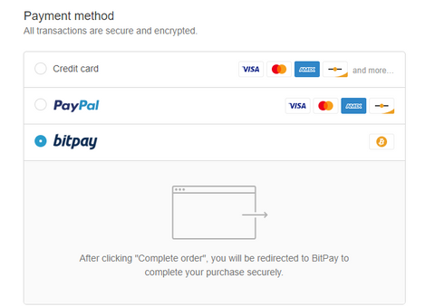 Choose BitPay as payment method