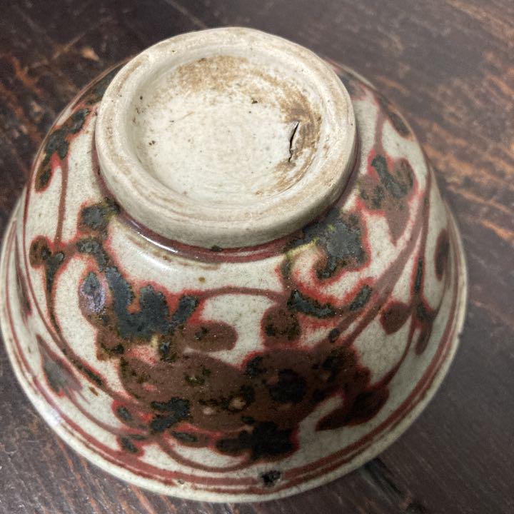 辰砂の古い碗 李朝 安南 中国 アンティーク 骨董品 古道具