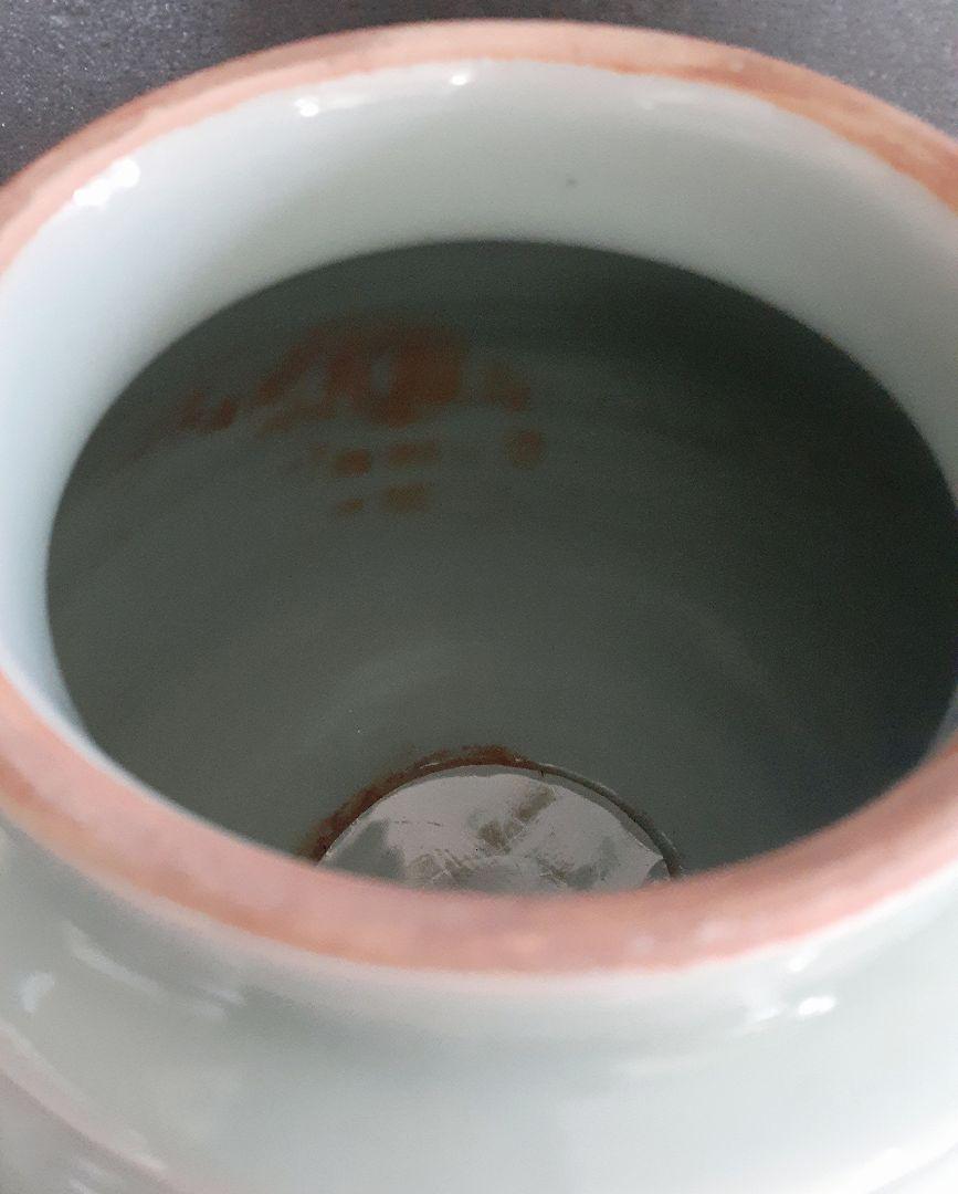 中国古美術　中国古陶磁器　古玩　中華民国期頃【飛び青磁】蓋付　水指　蓋物　酒会壺