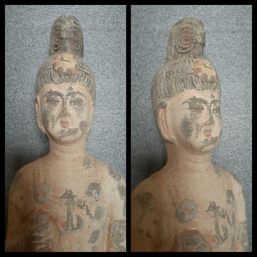 時代仏像】中国仏教美術 古陶磁器 唐 遼時代 発掘伝世 観音菩薩