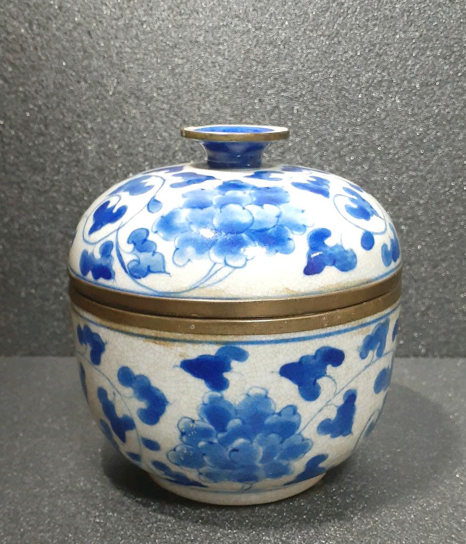 中国 清代 大清順治年製 古染付 雲龍文 蓋つき器 ／ 青花 覆輪 竜 - 工芸品